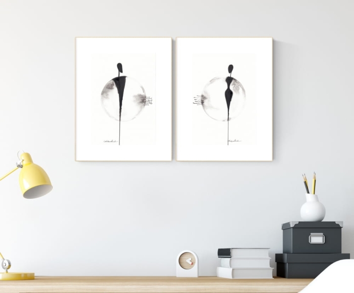 elegancki zestaw 2 grafik  A4, styl skandynawski, abstrakcja