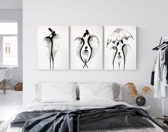zestaw 3 obrazów 50 x 70 cm, styl skandynawski, tryptyk do salonu