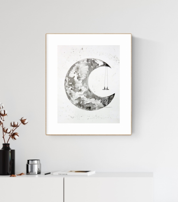 grafika 40/50 ręcznie malowana, abstrakcja