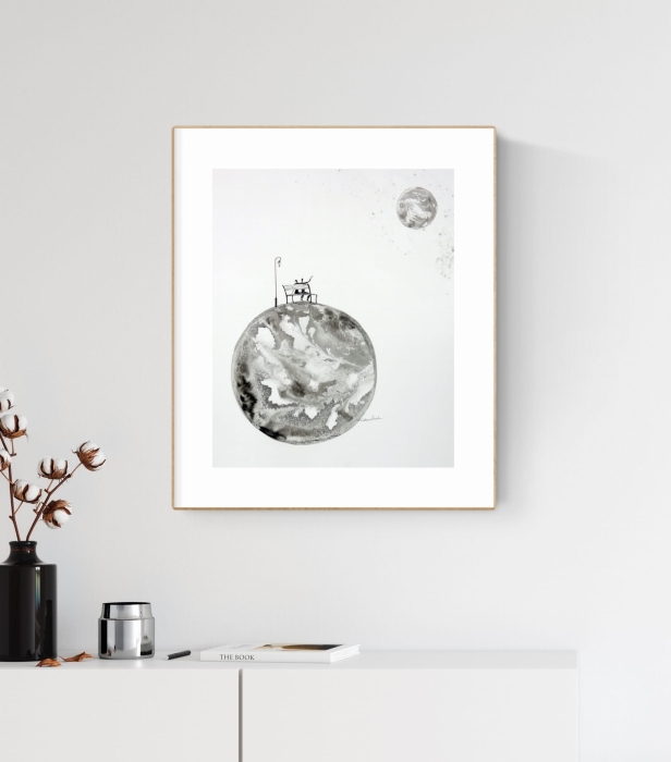 grafika 40/50 ręcznie malowana, abstrakcja