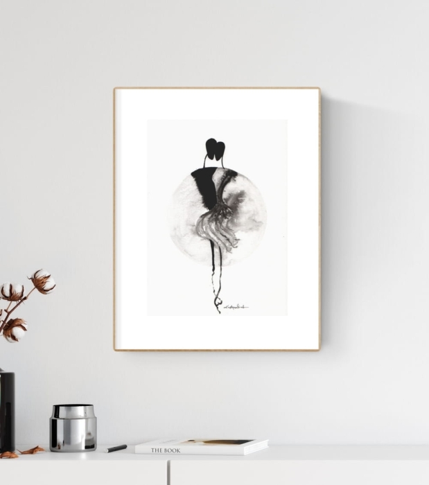 grafika 21/30 ręcznie malowana, abstrakcja