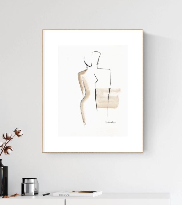 grafika 30/40 ręcznie malowana, abstrakcja, kobieta