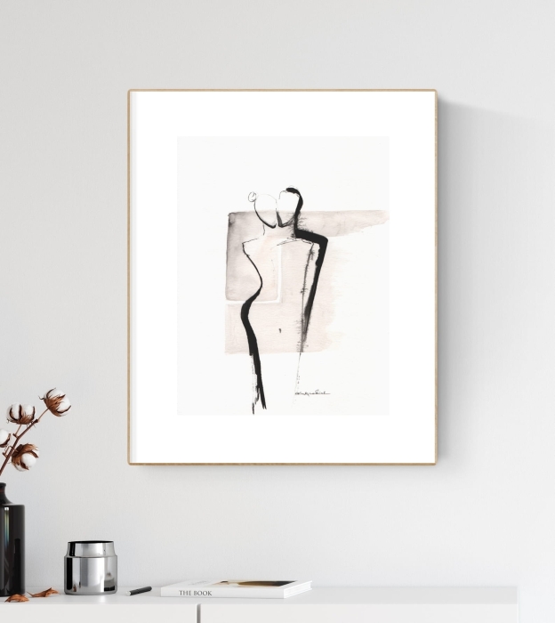 grafika 30/40 ręcznie malowana, abstrakcja, kobieta