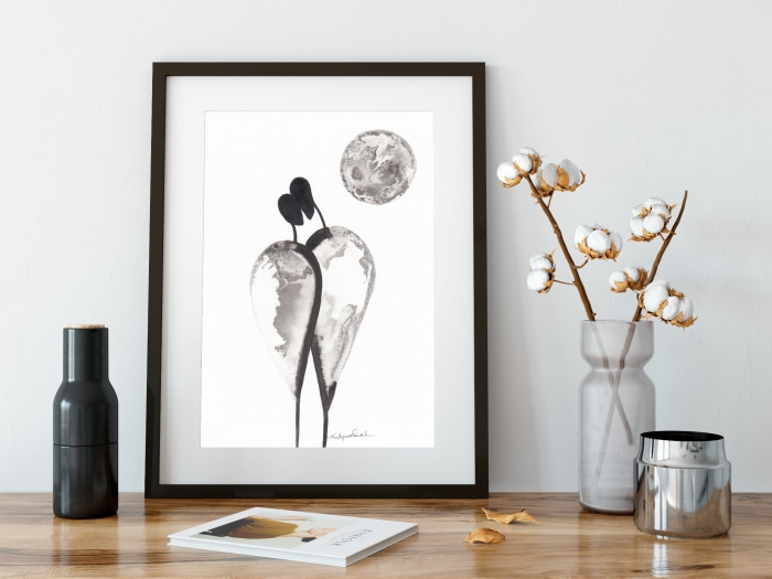 grafika 21/30 ręcznie malowana, abstrakcja
