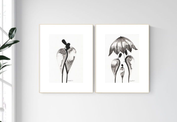 elegancki zestaw 2 grafik  A4, styl skandynawski, abstrakcja