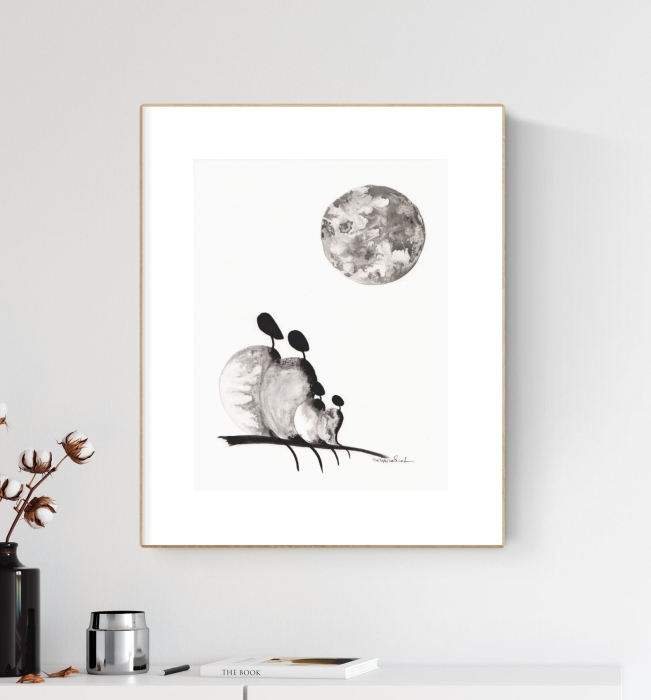 grafika 30/40 ręcznie malowana, abstrakcja