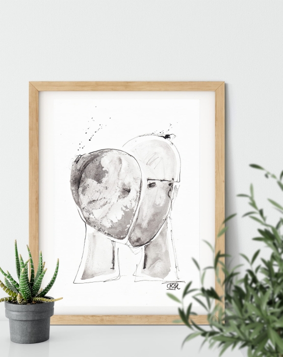 grafika 21/30 ręcznie malowana, abstrakcja