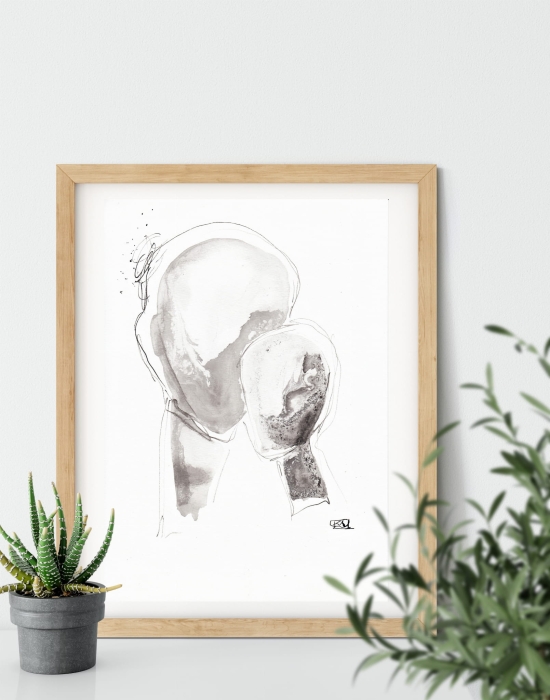 grafika 21/30 ręcznie malowana, abstrakcja