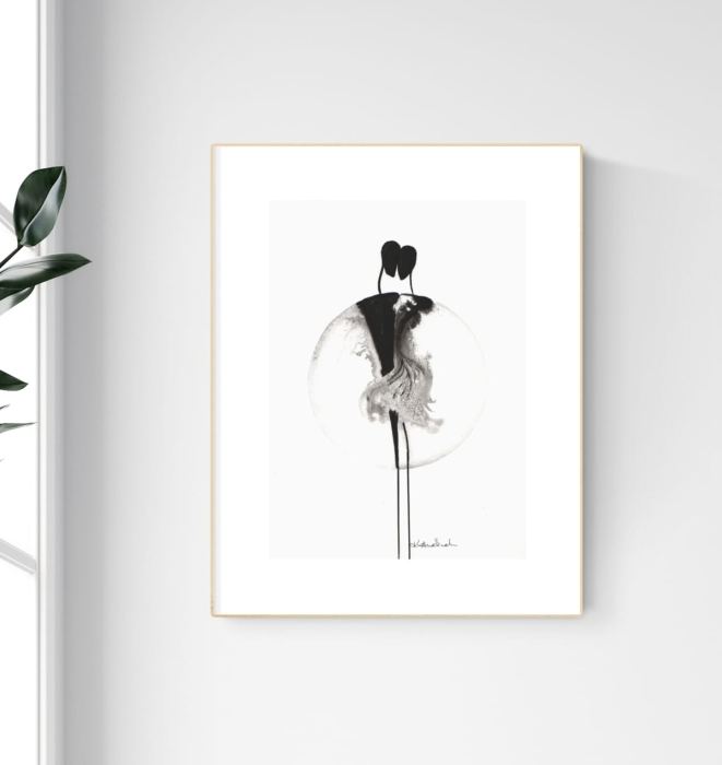 grafika 21/30 ręcznie malowana, abstrakcja