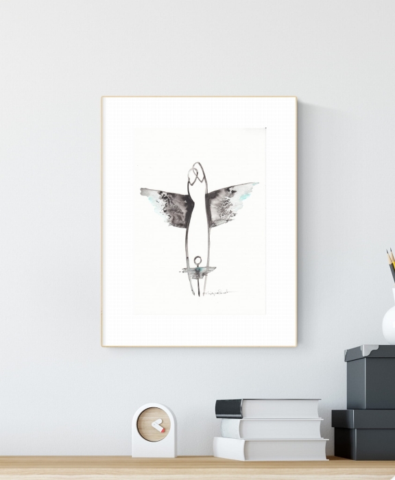 grafika 21/30 ręcznie malowana, abstrakcja