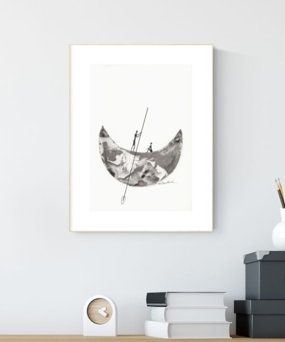 grafika 21/30 ręcznie malowana, abstrakcja