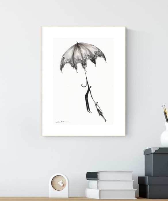 grafika 21/30 ręcznie malowana, abstrakcja