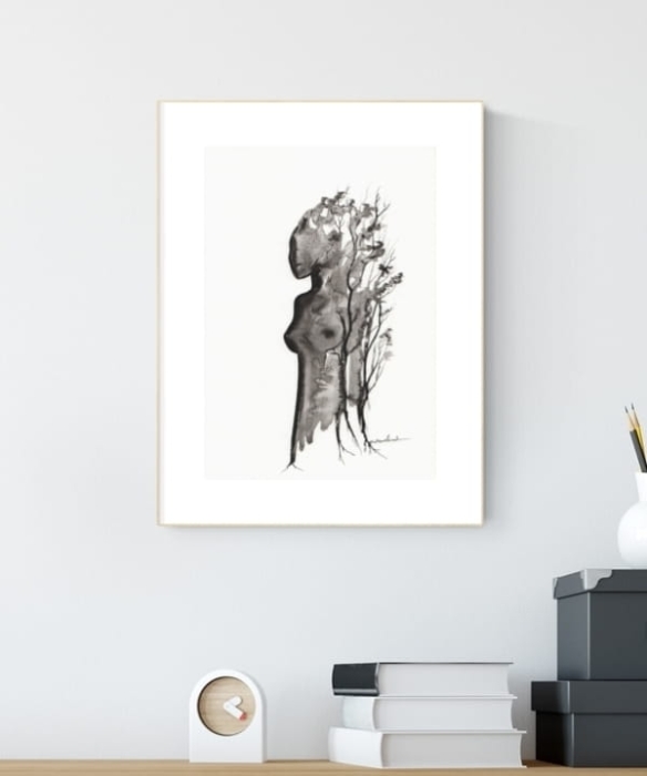 grafika 21/30 ręcznie malowana, abstrakcja