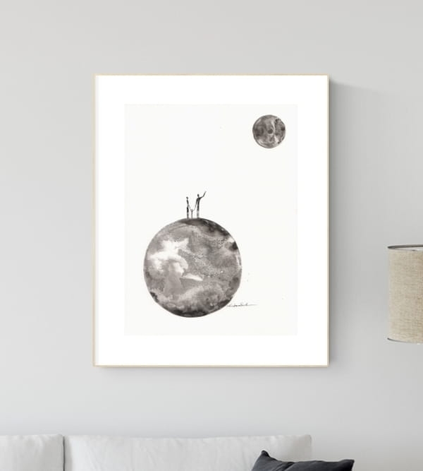 grafika 30/40 ręcznie malowana, abstrakcja
