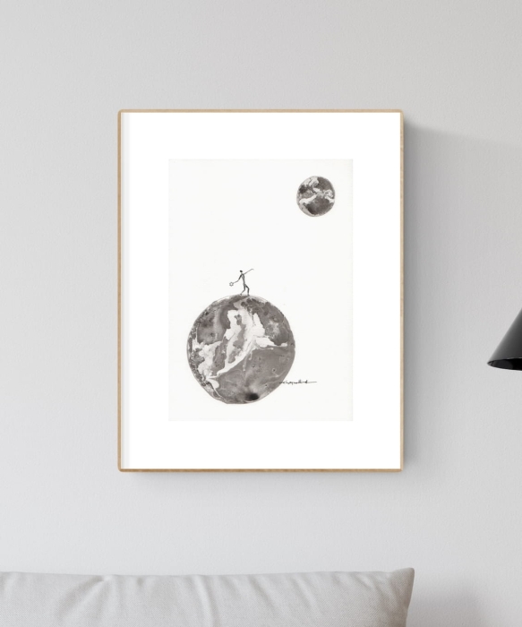 grafika 21/30 ręcznie malowana, abstrakcja