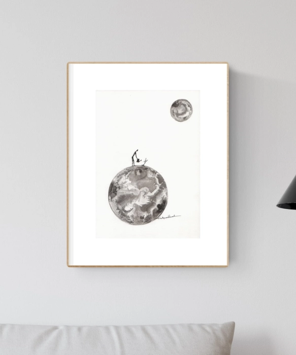 grafika 21/30 ręcznie malowana, abstrakcja