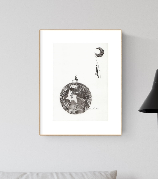 grafika 21/30 ręcznie malowana, abstrakcja
