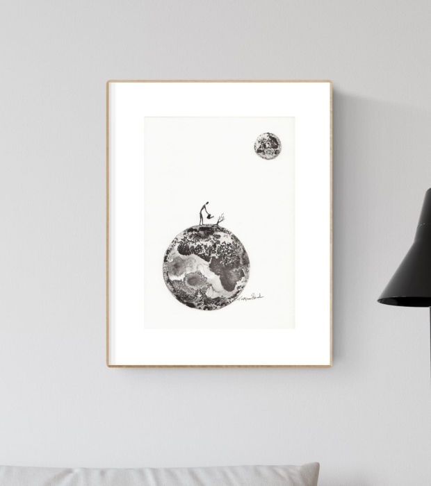 grafika 21/30 ręcznie malowana, abstrakcja