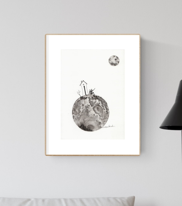 grafika 21/30 ręcznie malowana, abstrakcja