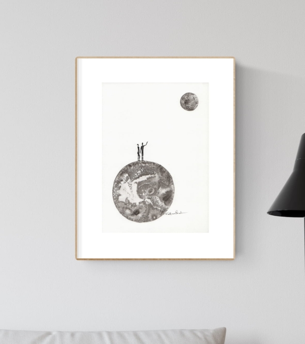 grafika 21/30 ręcznie malowana, abstrakcja