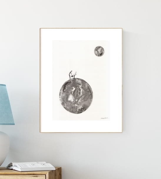 grafika 30/40 ręcznie malowana, abstrakcja