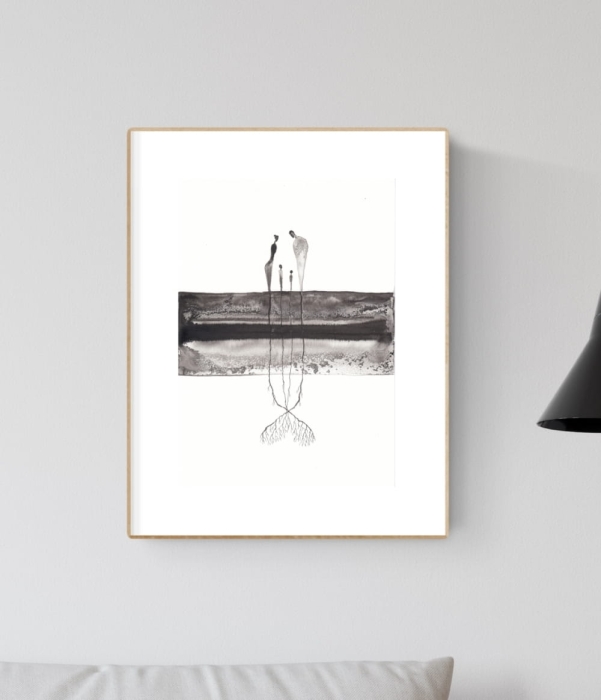 grafika 21/30 ręcznie malowana, abstrakcja