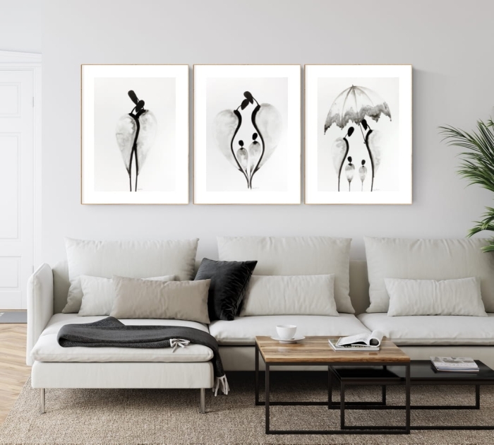 zestaw 3 obrazów 50 x 70 cm,  minimalizm