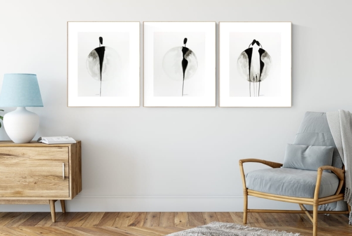 zestaw 3 grafik 40/50, styl skandynawski, abstrakcja
