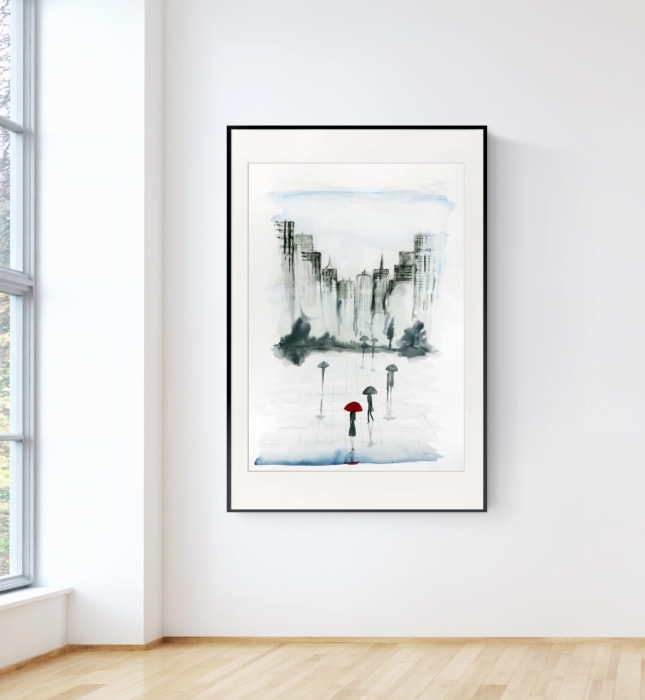 abstrakcja 70x100,  deszczowa ulica