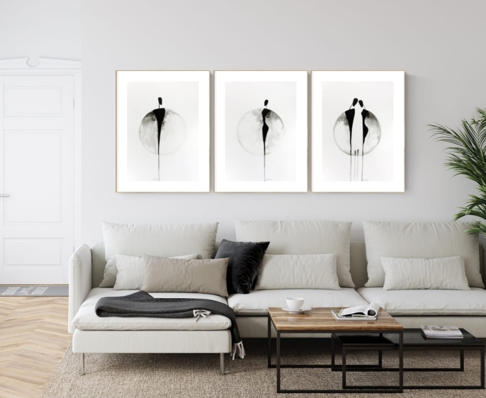 zestaw 3 obrazów 50 x 70 cm,  minimalizm