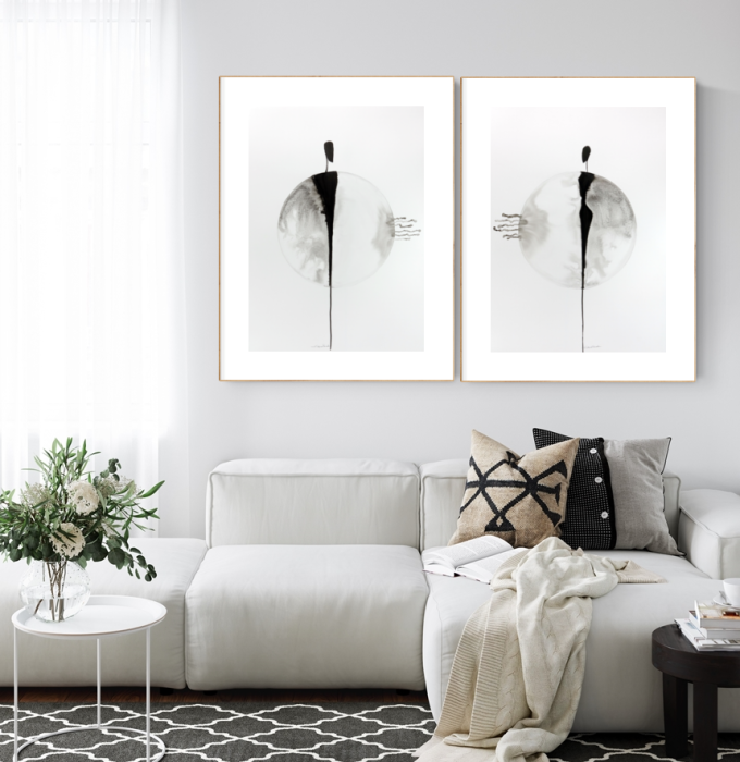 zestaw 2 obrazów 50 x 70 cm,  minimalizm