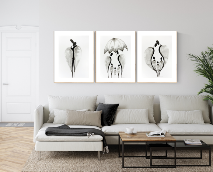 zestaw 3 obrazów 50 x 70 cm,  minimalizm