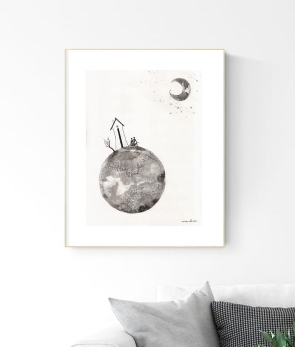 grafika 30/40 ręcznie malowana, abstrakcja