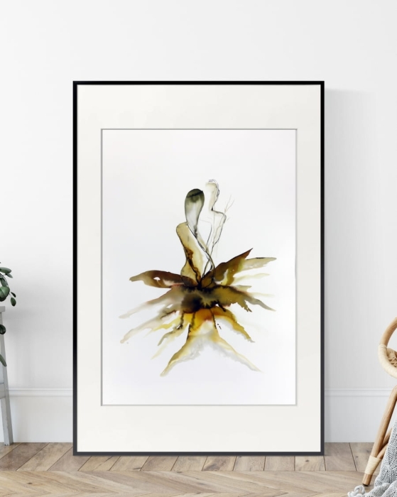 Abstrakcja kobieta akwarela obraz ręcznie malowany 50x70