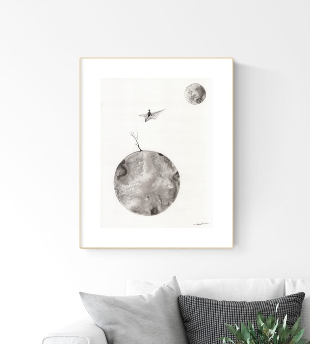 grafika 30/40 ręcznie malowana, abstrakcja
