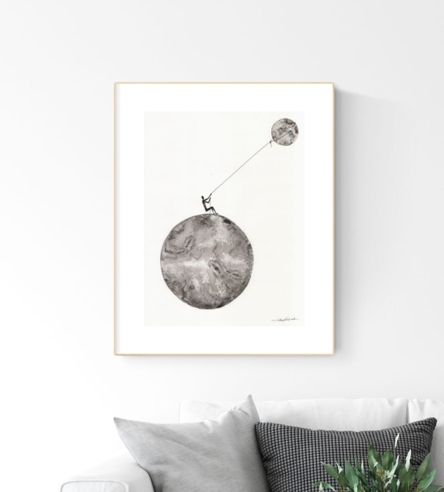 grafika 30/40 ręcznie malowana, abstrakcja