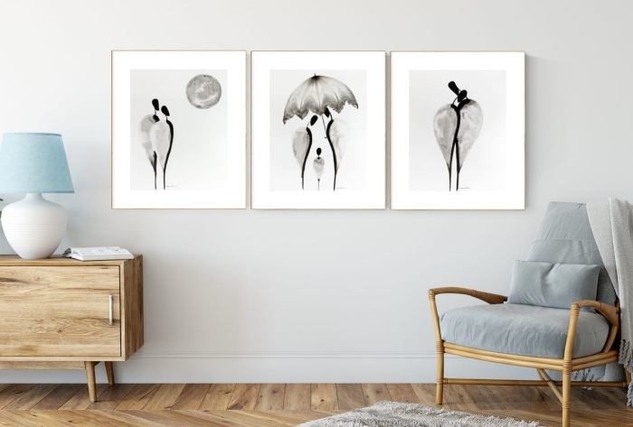 zestaw 3 grafik 40/50, styl skandynawski, abstrakcja