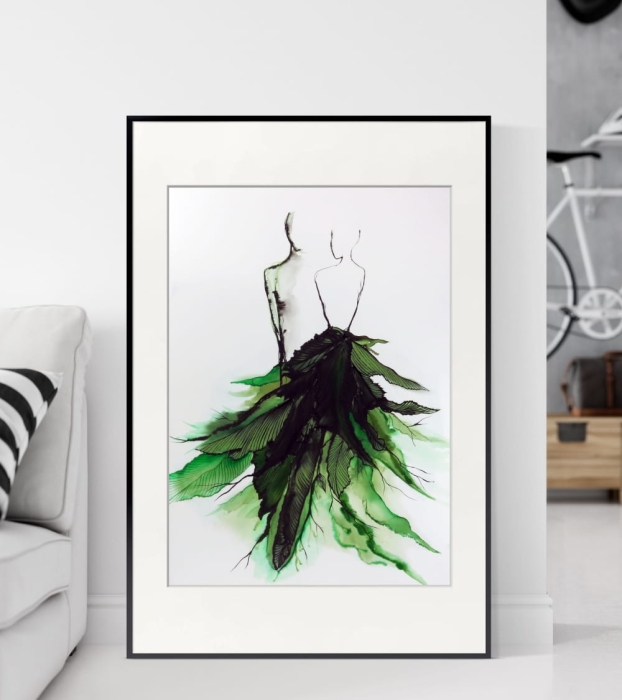 Abstrakcja obraz akwarela ręcznie malowany 50x70