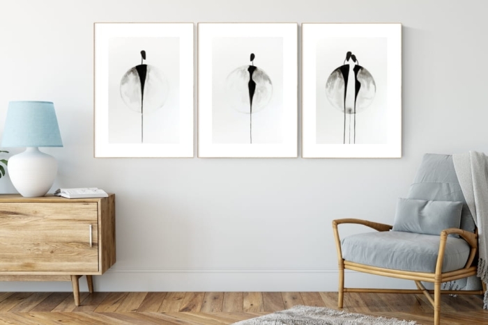 zestaw 3 obrazów 40 x 60 cm,  minimalizm