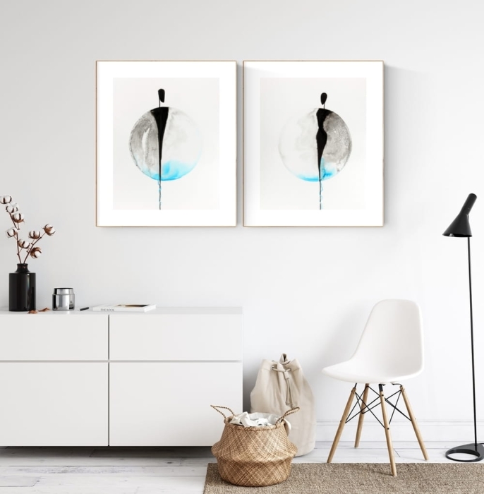 zestaw 2 grafik 40/50, styl skandynawski, abstrakcja