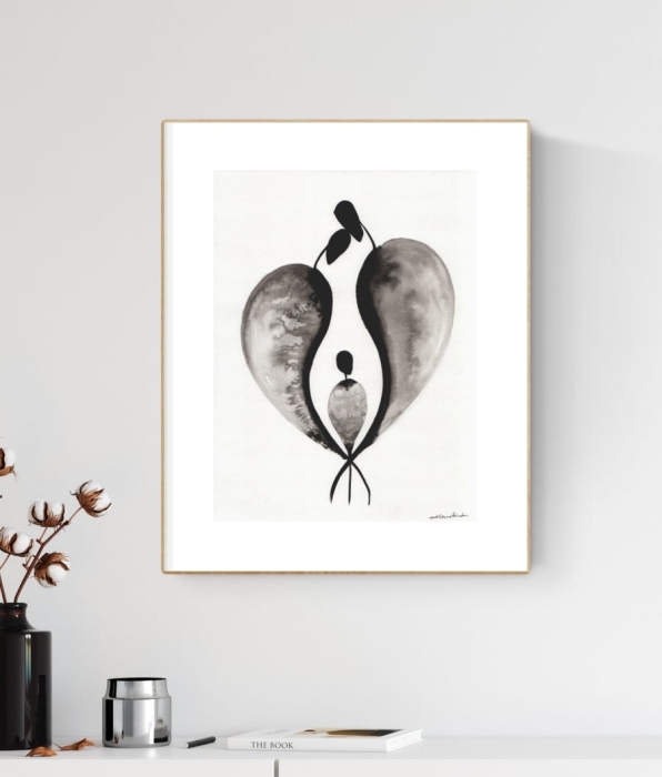 grafika 30/40 ręcznie malowana, abstrakcja