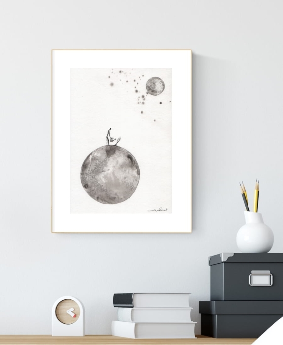 grafika 21/30 ręcznie malowana, abstrakcja
