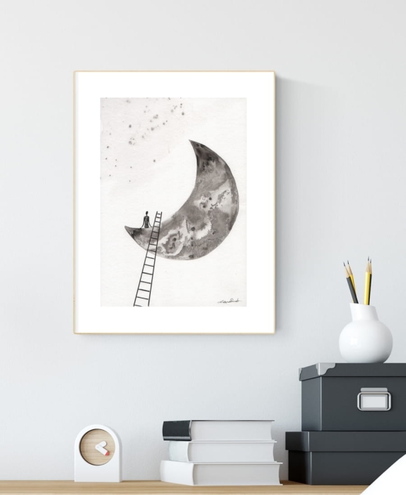 grafika 21/30 ręcznie malowana, abstrakcja