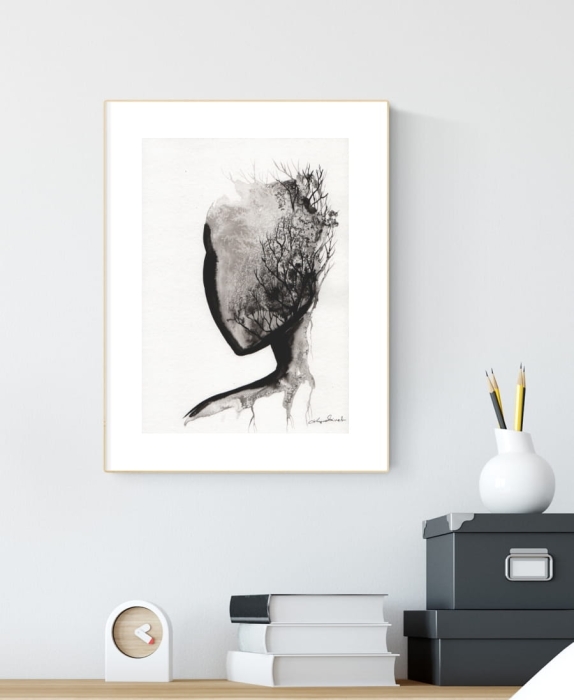 grafika 21/30 ręcznie malowana, abstrakcja