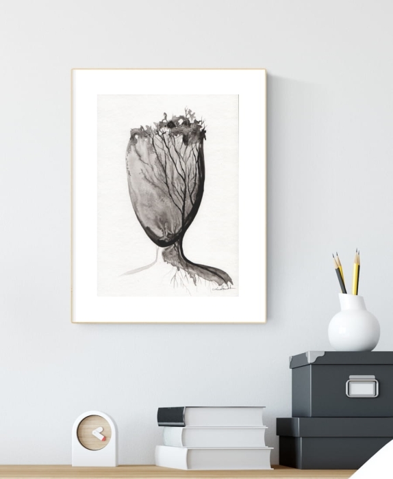 grafika 21/30 ręcznie malowana, abstrakcja
