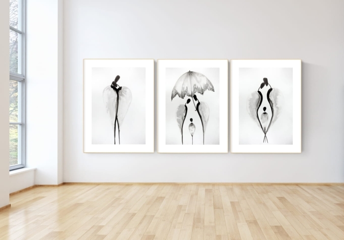 zestaw 3 dużych obrazów 70x100 cm,  minimalizm