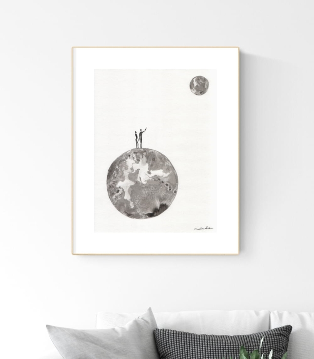 grafika 30/40 ręcznie malowana, abstrakcja