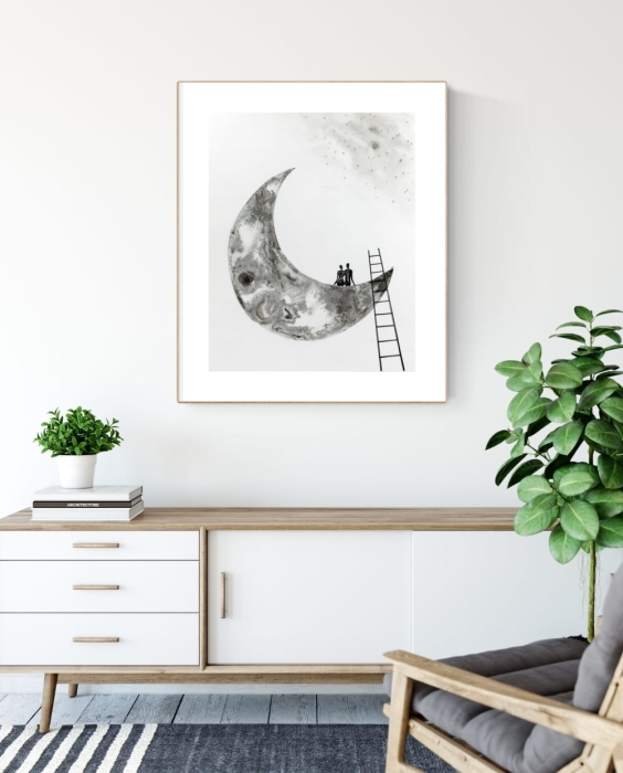 grafika 40 x 50 cm ręcznie malowana, nowoczesne obraz do salonu