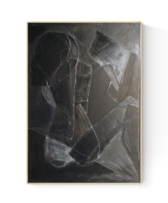 Obraz na płótnie z wyjątkową fakturą, duża abstrakcja w ramie,  70 x 100 cm.