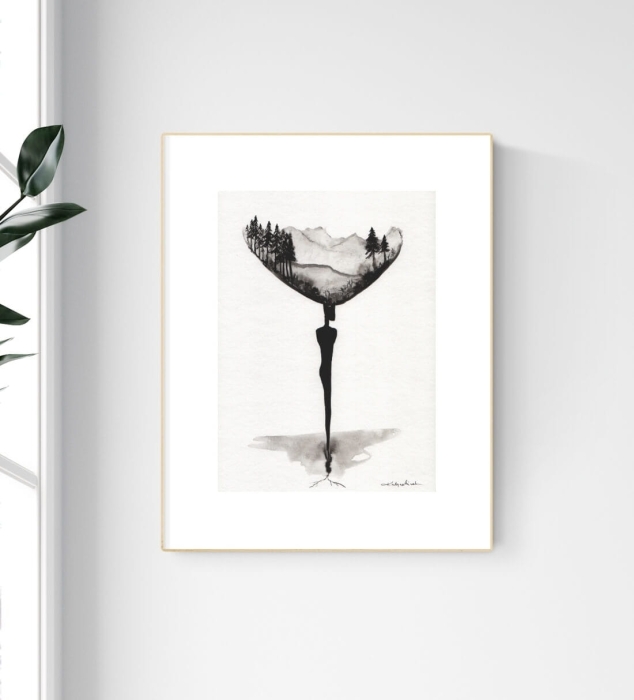 grafika 21/30 ręcznie malowana, abstrakcja